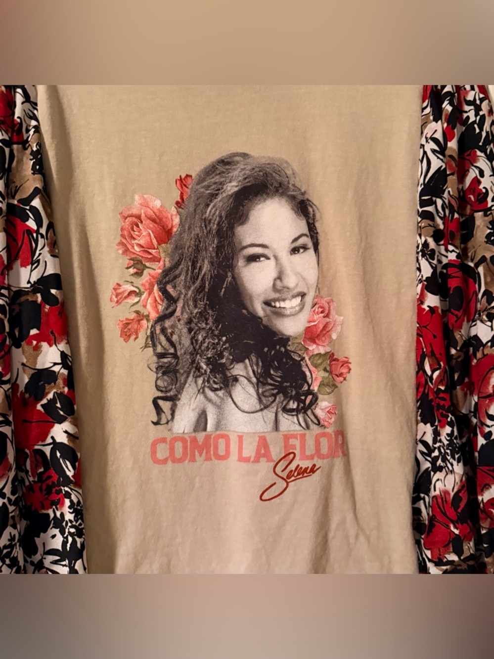Upcycled Custom Selena Rock Top Karl Lagerfeld Blouse Roses Sleeves OSFM OOAK - Picture 4 of 5